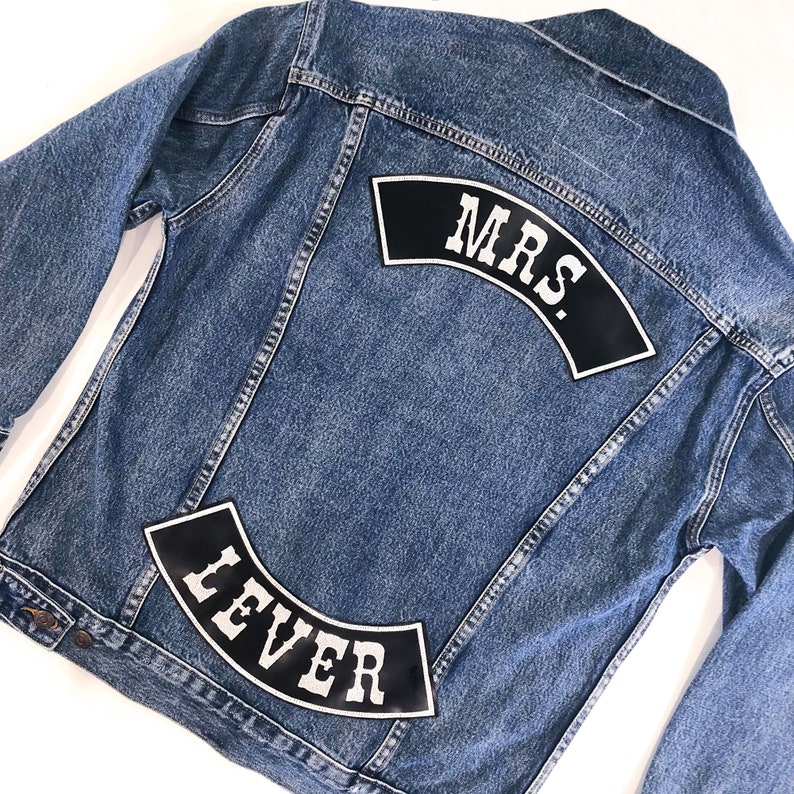 Leather Patch Custom Embroidered Quote Denim Jacket Jean Etsy
