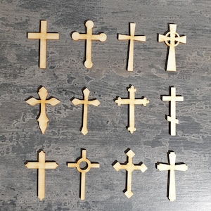 Naturholz Religiöses Kreuz, 5 cm hohes Kreuz, Holzkreuz, Acryl Gold Kreuz Gold Kuchendekoration Kuchen Charm Acryl Kuchendekoration