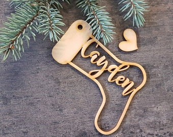 CHRISTMAS stocking tags wood CHRISTMAS stocking tags personalized ornament laser cut names custom Christmas gift tags with name