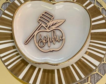 Rosh HaSchana Tischdeko Holz Rosh HaSchana Tischkarten Jüdische Tischkarten Rosh HaSchanah Apfel Tischkarten Jüdische Platzkarten ROSH HASHANAH tags