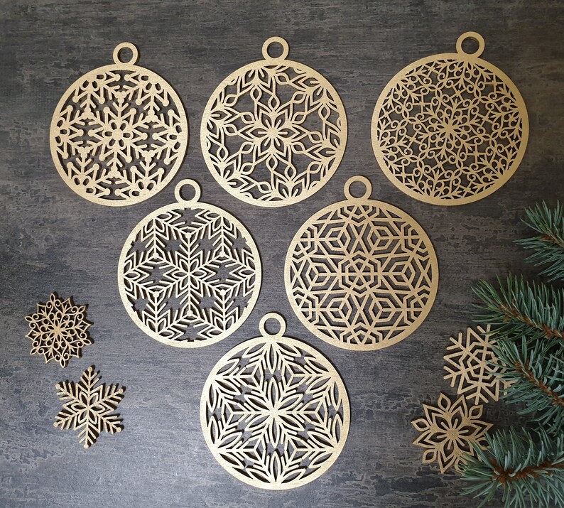 Christmas Baubles 3 in or 4 in Wood Snowflake Wood Snowflake Etsy