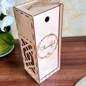 Thanksgiving wine box Engraved Wood Wine Box Thanksgiving gift box Custom Wedding Wine Boxes Custom wine Box Personalized Wine Box family