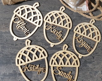 Thanksgiving acorn  place cards, NATURAL Thanksgiving table decor