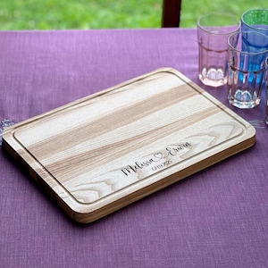 Wood Cutting Board, Personalized Cutting Board, Floral Engagement Gift For Couple, Personalized Charcuterie Board, Engraved Wedding