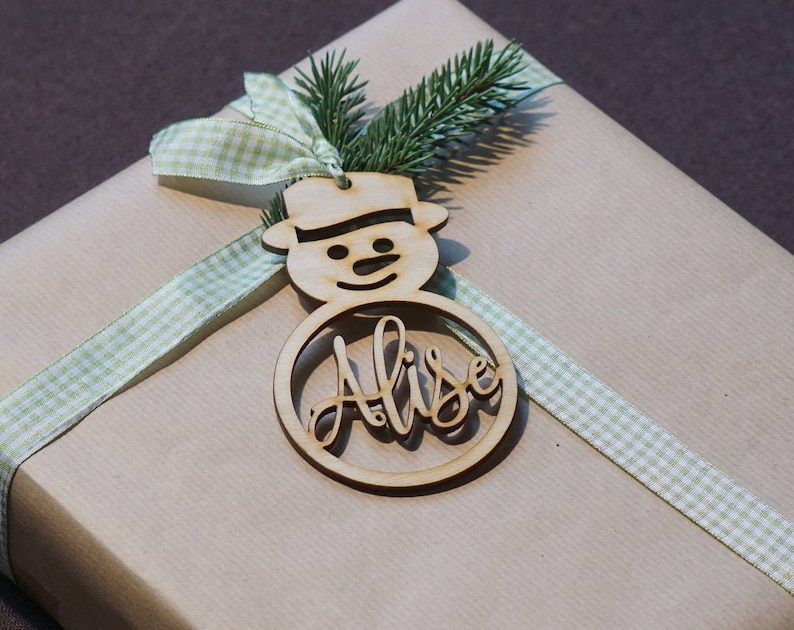 christmas snowman ornaments christmas bauble wood with name CHRISTMAS custom gift tags with name Christmas gift Decor CHRISTMAS gift tags