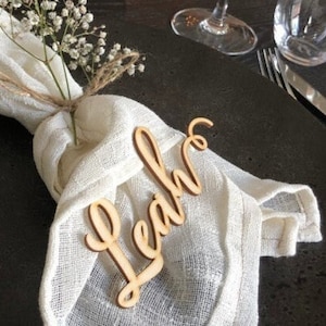 Wood guest names for tables Wedding place cards guest name cards guest names and food laser cut names guest wedding favors head table decors