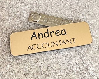 Custom Badge with magnet Personalized Engraved Name Badge Business Name Tag Magnetic ID Badge Employee Personalized Name Identification