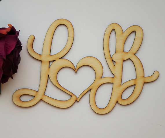 Bride And Groom First Letters Wooden Monogram Painted Wooden Etsy