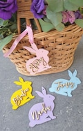 Personalized Bunny Easter Basket Tag, Custom Name Place Card product logo