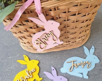 Étiquettes pour panier de Pâques Lapin Étiquettes personnalisées pour panier de Pâques Lapin Nom Décoration de Pâques Marque-places de Pâques personnalisés Cadeaux de Pâques