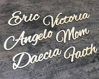 Wedding place cards Wood table names Custom Laser Cut Name sign Place Setting Sign Dinner Party Place Card Decoration Modern Calligraphy