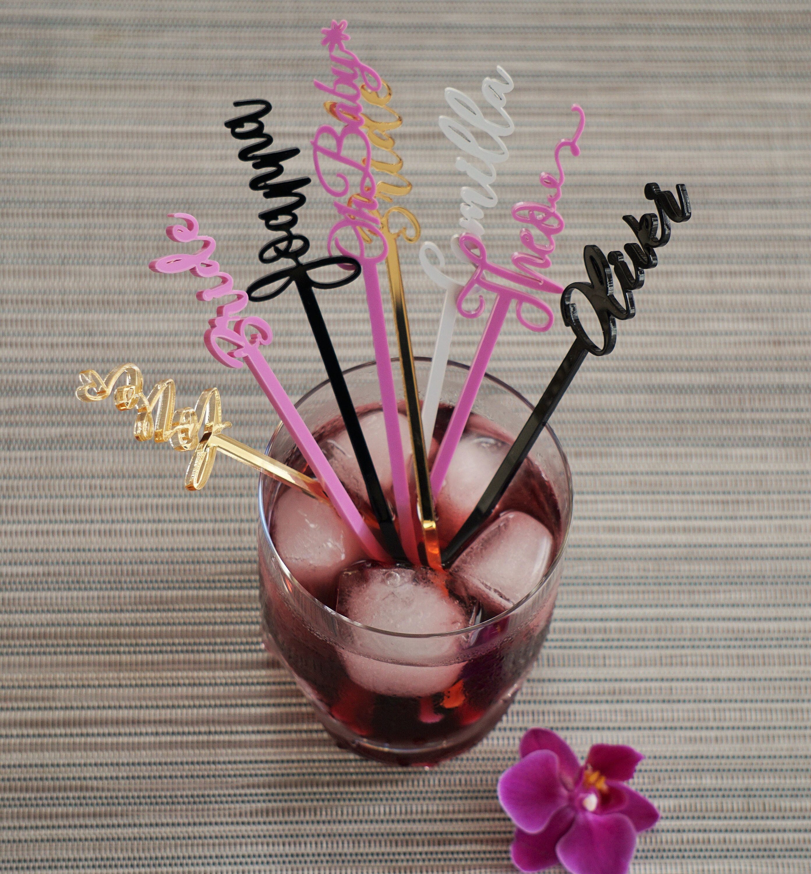 Drink Stirrers Name Drink Stirrers Monogram Cocktail Name Stir Etsy