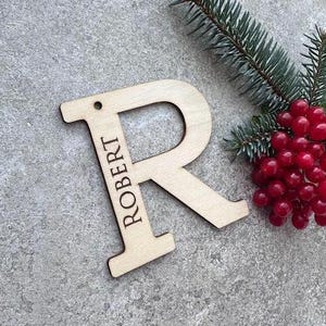 Stocking letters, Christmas wood stocking tags - letter with the name