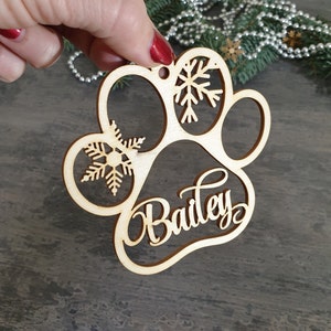 Personalized dog Ornament Custom Dog Paw Name Custom Dog Christmas decor Cat Christmas decor Paw stocking tag Dog Stocking tag