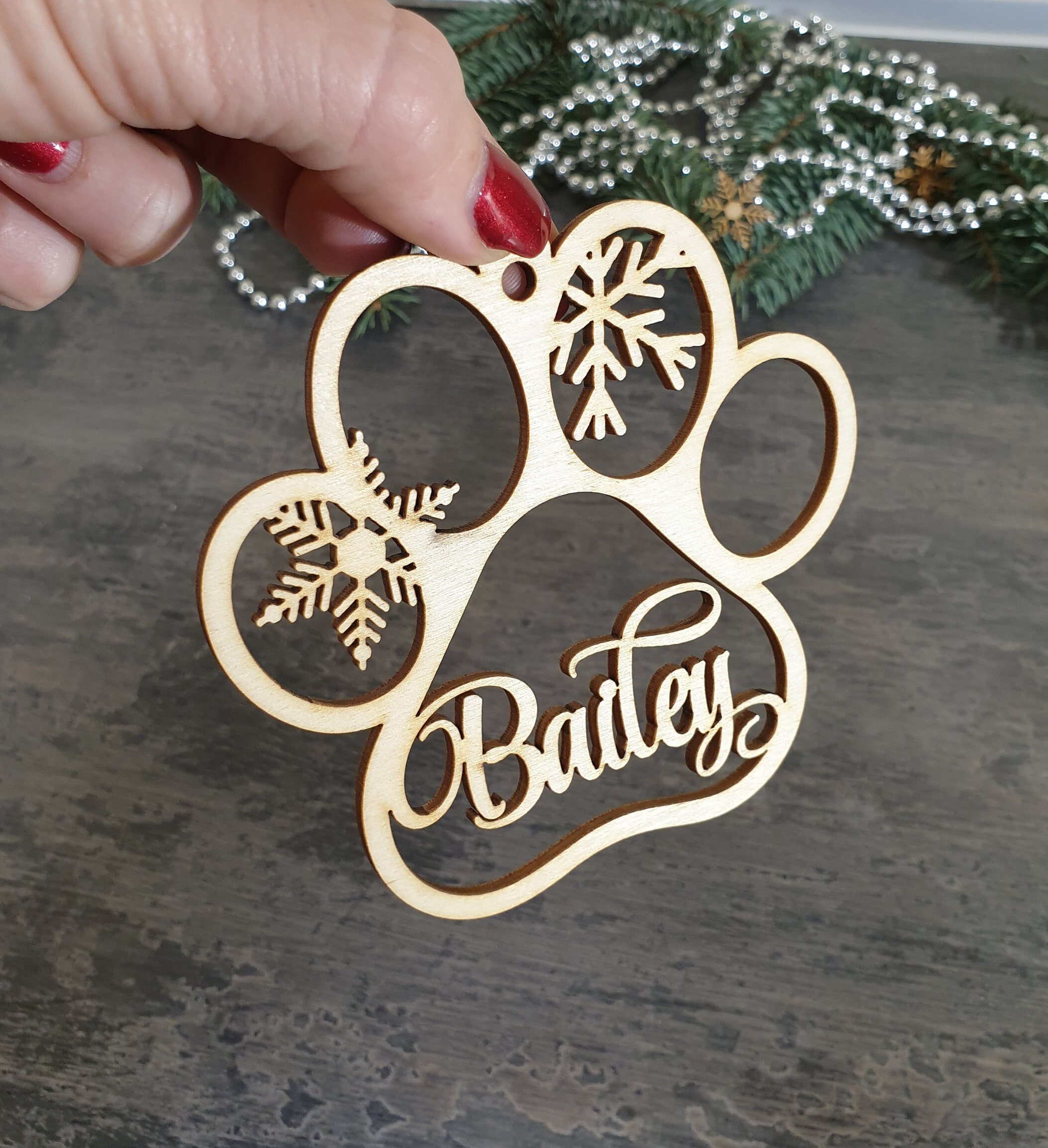 Décoration de Noël personnalisée pour chien, nom de patte de chien personnalisé, décoration de Noël pour chien, décoration de Noël pour chat, étiquette de bas de patte, étiquette de bas de chien