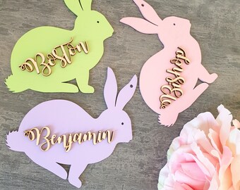 Bunny Easter Tags Personalised Easter Basket Tags Rabbit Easter Basket Tags Name Easter Decoration custom Easter Place cards Easter Gifts