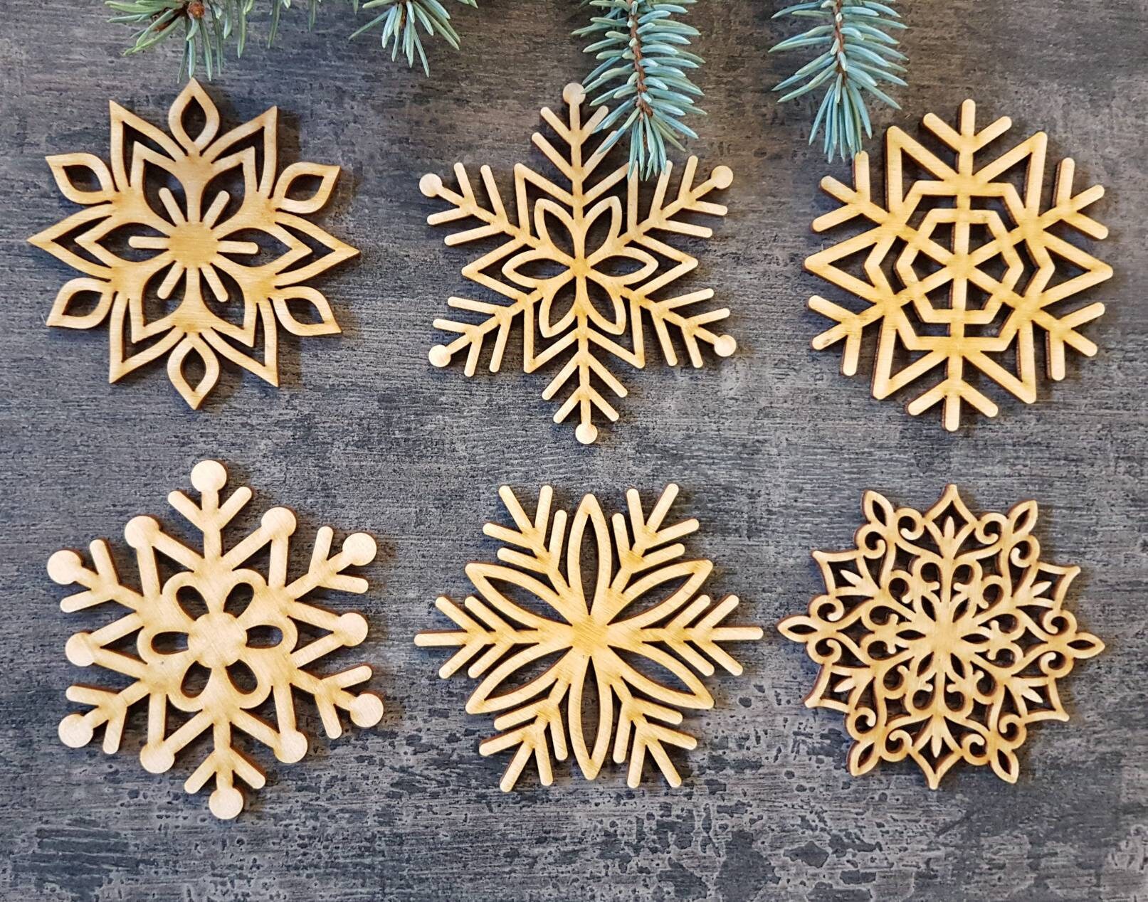 BRAND NEW - SET OF 3 - Wood Snowflake Christmas Ornament - 12 Diameter