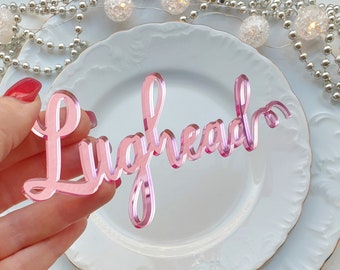 Custom Wedding place cards laser cut names Mirror Acrylic Name pink acrylic name Baby Shower Decor Birthday place cards Assigned Seating