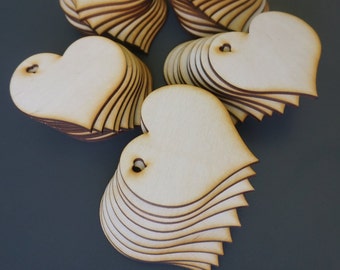 Wooden Hearts Wedding hearts Favors 3 in Wooden heart wedding decor guest book hearts favor for weddings 8 cm * Birch Hearts with hole