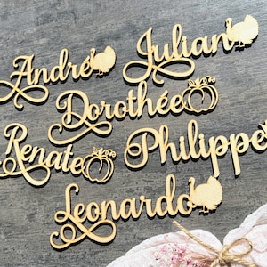 Thankful place cards Thanksgiving table decor Wood thankful decor laser cut names Thanksgiving cards Laser Cut Blessed Place Cards