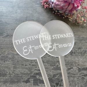 Frosted Wedding drink stirrers Frosted stirrers family logo wedding Party Decoration LOGO stirrers gold Drink stirrer Personalized drink