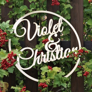 24 inches wedding sign photo sign Backdrop wedding sign wooden backdrop circle with names Custom Circle Wood Sign Custom Wedding Decor