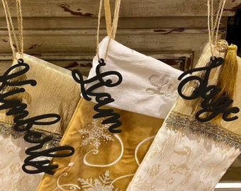 Etiquettes pour bas de Noël en bois personnalisées Etiquette-cadeau de Noël en bois Étiquettes-cadeaux de Noël en bois Etiquettes pour ornements de nom