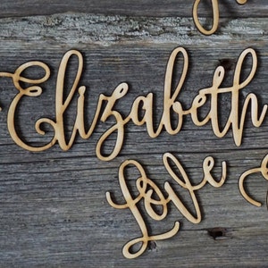 Letrero con nombre cortado con láser personalizado, letrero de lugar para cena, tarjeta de lugar para fiesta, decoración de tarjeta de acompañante de boda, decoración de fiesta de caligrafía moderna