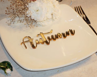 Acrylic WEDDING place cards gold mirror Wedding place cards Acrylic laser cut names name cards wedding Gold mirror Wedding place cards