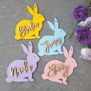 Easter Basket Tags Bunny Easter Tags Personalised Rabbit Easter Basket Tags Name Easter Decoration custom Easter Place cards Easter Gifts image 8