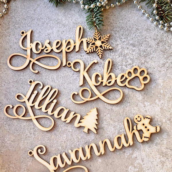 Holiday stocking tags Personalized Christmas Stocking Tags wood Christmas gift tags with a loop Christmas Present tags Name Ornament tags