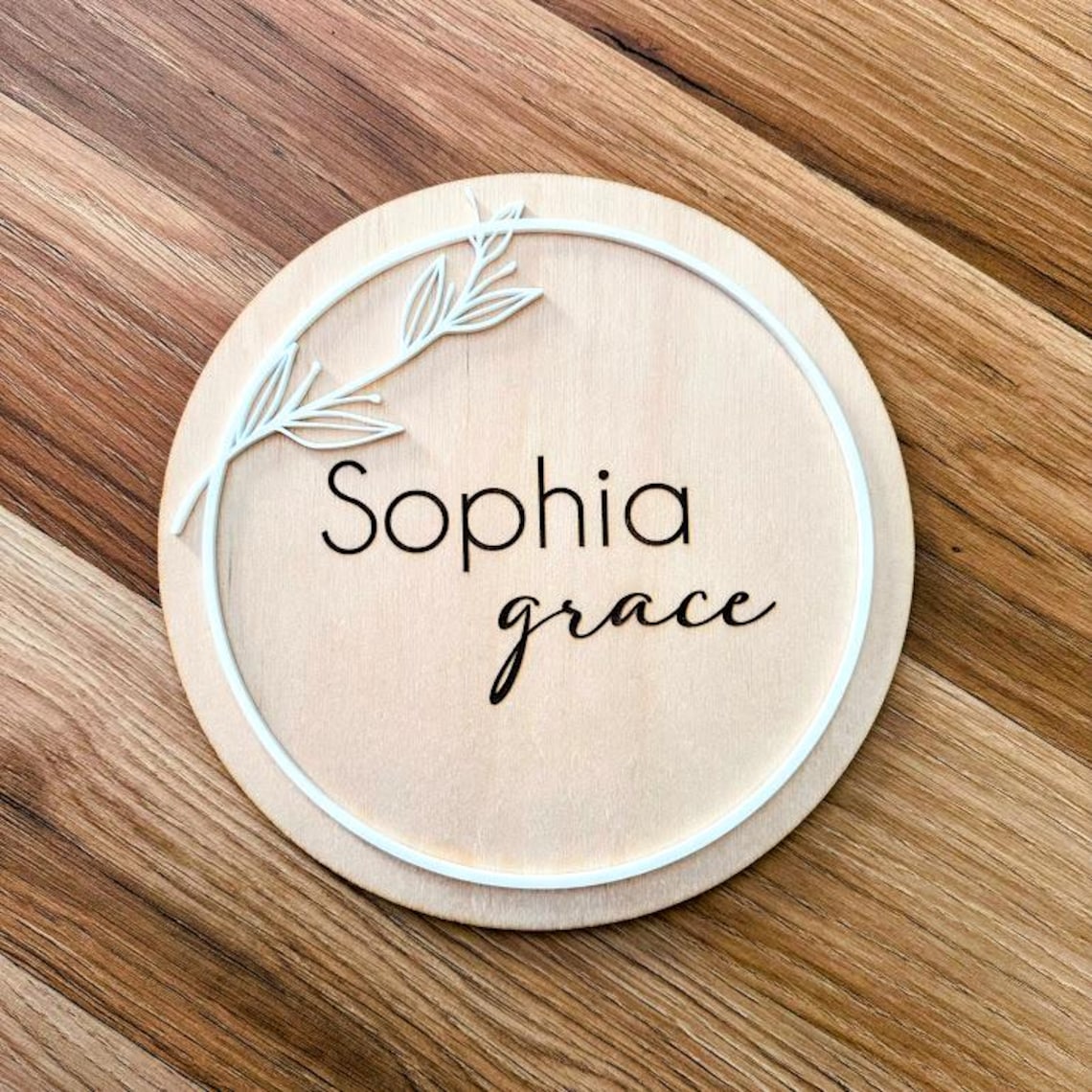 Baby Wood Sign Newborn Baby Sign Baby Nursery Decor New Born Round ...