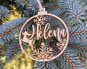 Wooden Christmas decorations baby deer christmas tree Custom Ornament Christmas Decoration Family Gifts Ornament With a Name