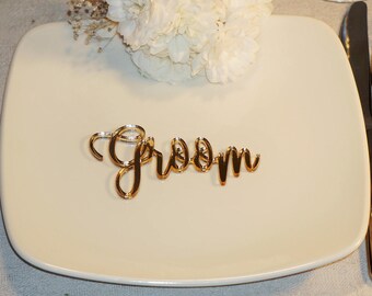Cards at wedding reception LASER CUT NAMES Gold mirror Wedding place cards Acrylic laser cut place names cards wedding