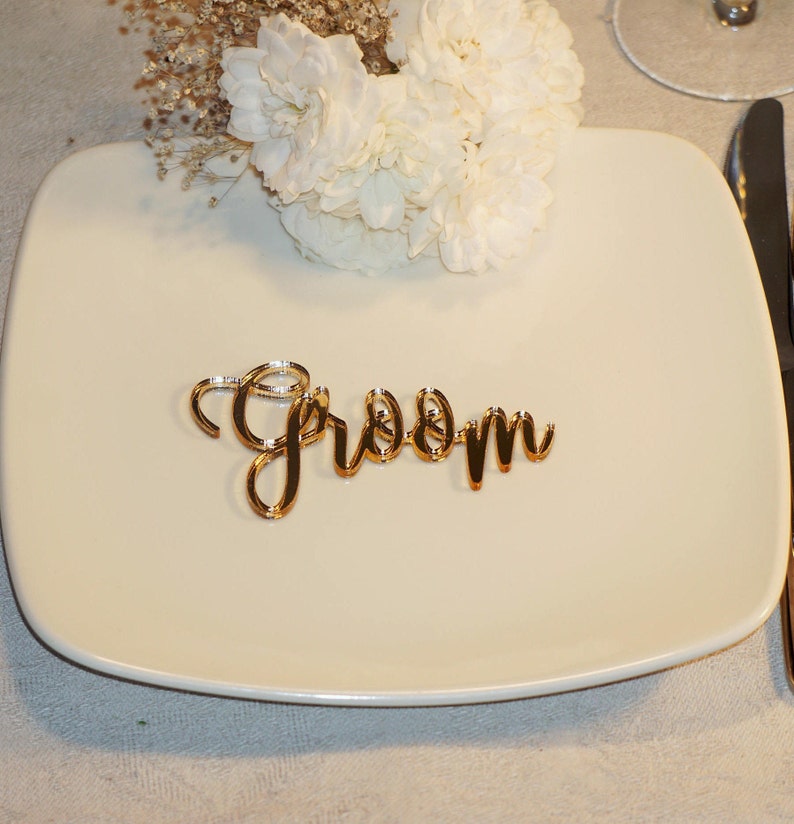 Gold mirror Wedding place cards Acrylic place cards GOLD mirror place cards Acrylic laser cut place names cards wedding table place cards image 4