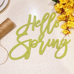 Hello Spring Script Word Cutout Wood Lettering Spring Wreath Supplies ...