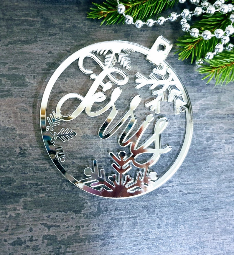 Custom CHRISTMAS tree baubles Christmas tree decor personalized ornament laser cut names CHRISTMAS custom gift tags with year and name Decor 画像 4