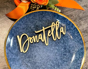 Platzkarten Hochzeit Tischkarten Laser Cut Names Benutzerdefinierte Ort Einstellungen HOLZ Namen Brautparty Tischkarte Hochzeitskarten Partydekoration