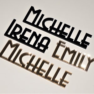 Art Deco Platzkarten Art Deco mutige Hochzeitskarten Holz Hochzeit Namensteller Holzhochzeit Namen Laser Cut Hochzeit Gunst 3D Hochzeitskarten
