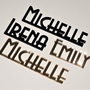 Art Deco place cards Art Deco Wedding Escort Cards Wood Wedding Name Plates Wooden Wedding Names Laser Cut Wedding Favor 3D Wedding Cards image 2