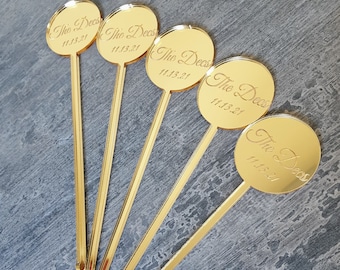 Wedding drink stirrers family logo wedding Party Decoration drink stirrers gold Drink wedding stirrer Personalized Name stirrers drink decor