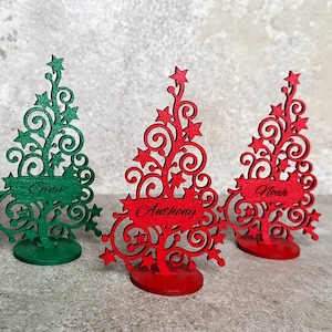 Segnaposto personalizzati per albero di Natale Segnaposto personalizzato Ornamento per albero di Natale indipendente Etichetta natalizia Decorazione da tavolo Albero di Natale VERDE