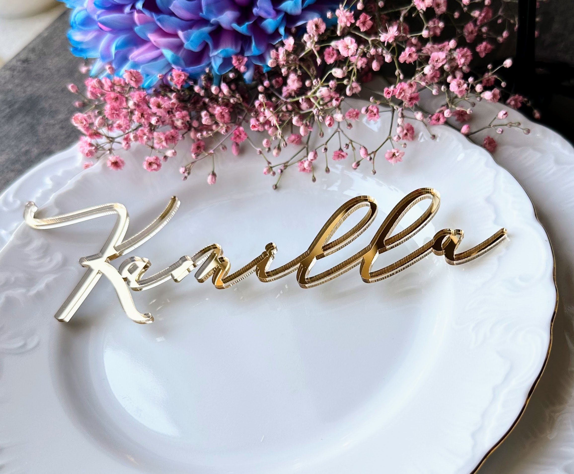 Gold Mirror place cards Luxury Wedding Place Cards Gold Mirror TAGS Laser cut names Acrylic Wedding Cards Wedding Decor Table CUSTOM Event