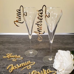 Personalized glass decor Custom wine charm Wedding wine charms Gold wine charms Wine glass charms Wedding charm Personalize Laser cut name