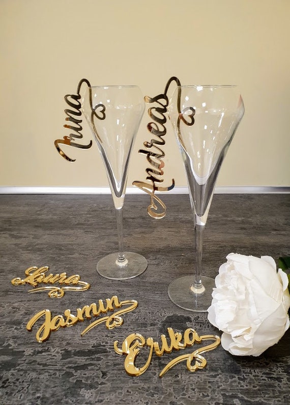 Personalized Glass Decor Custom Wine Charm Wedding Wine Charms 