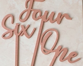Table numbers wood,  Custom wedding table numbers with stick, text table number personalized table name script table Numbers decor for table