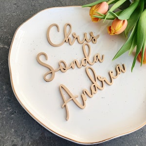 Plaatskaarten verjaardag Plaatskaarten bruiloft Lasergesneden namen Aangepaste couverts HOUTEN namen Plaatskaartje bruidskaarten bruiloftsdecoratie