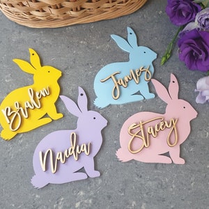 Easter Basket Tags Bunny Easter Tags Personalised Rabbit Easter Basket Tags Name Easter Decoration custom Easter Place cards Easter Gifts image 3