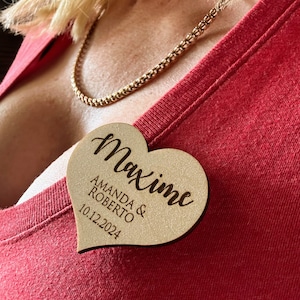 Crachá de casamento, etiqueta de nome de madeira personalizada, crachá de nome gravado em madeira, etiqueta de nome comercial, crachá de identificação magnético, carretel de crachá gravado em madeira personalizado