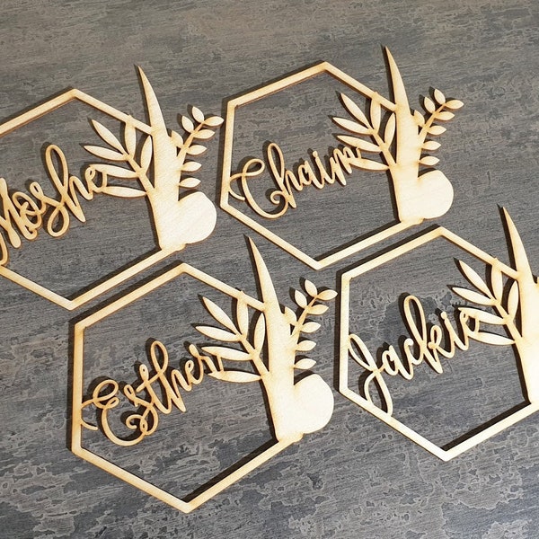 Sukkot decor Sukkot place cards for Sukkot lulav and esrog placecard Sukkot table decor table decorations place cards, NATURAL WOOD